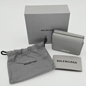 Balenciaga Mini Wallet in Grey Calfskin Leather, Full Inclusion